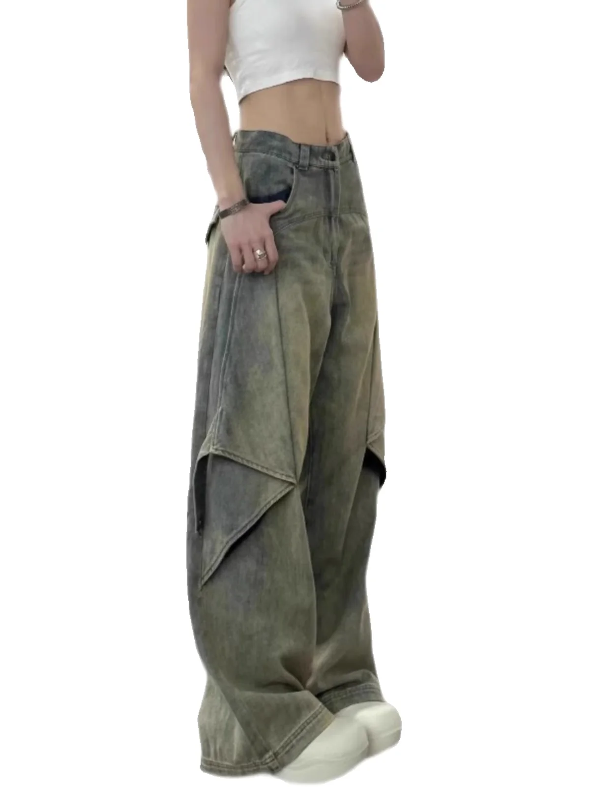 Pantaloni a gamba larga Fascia elastica Donna Inverno a costine Doppio ponte Peluche Femininas Urban Modern Fodera Jacquard Ruffles Pile Raso