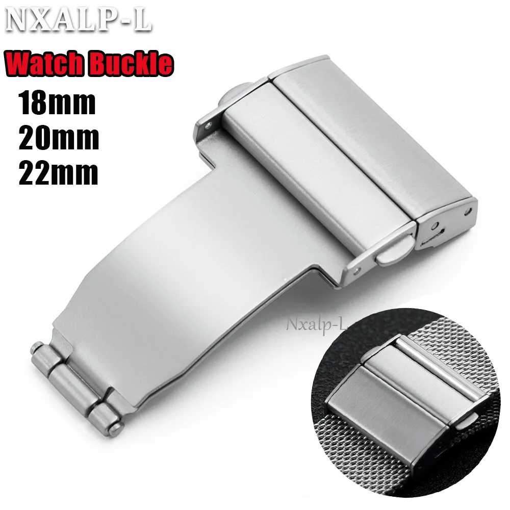 18mm 20mm 22mm Stainless Steel Watch Buckle Watch Band Double Press Automatic Clasp Folding Button Deployment Clasp Accessories