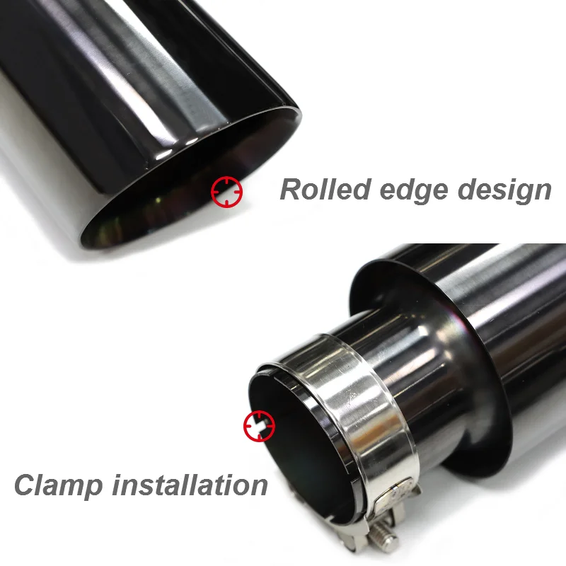 1Piece Car Black Stainless Steel Exhaust System Muffler Tip End Bevel Edge Outlet Universal Modified Exhaust Pipe Accessories