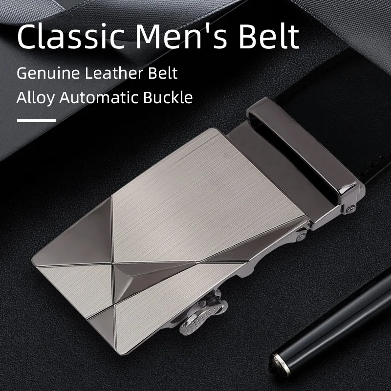 

Men's leather belt alloy automatic buckle for suit