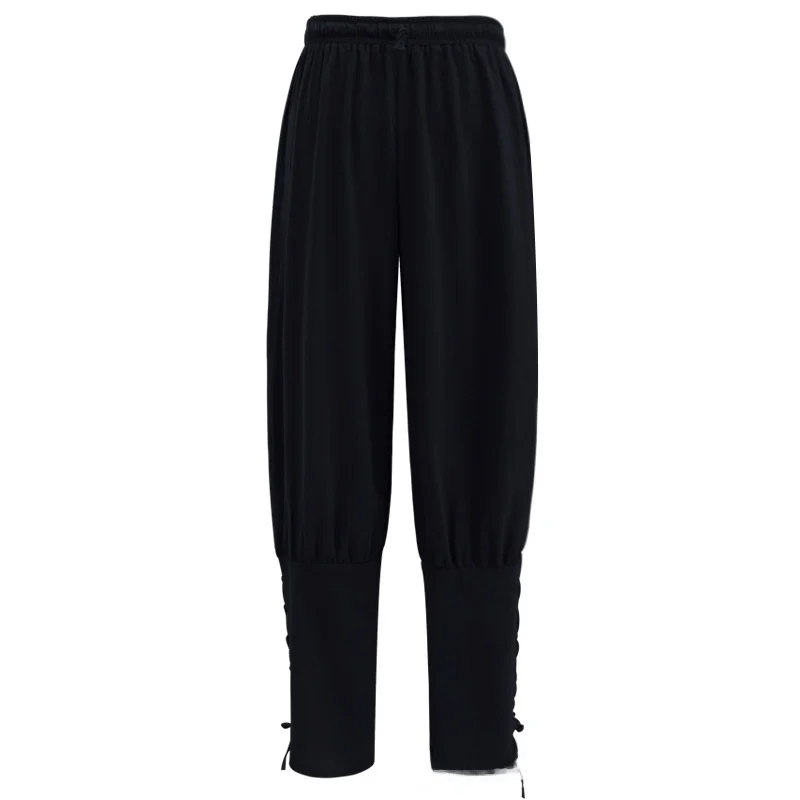 Pantaloni casual larghi medievali loween Colore puro Cinturino per il piede piccolo Wi Pantaloni lunghi caldi Costume di scena per abbigliamento etnico da donna