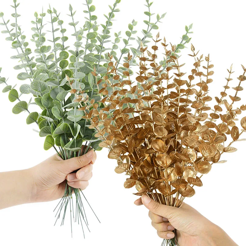 10/30pcs Artificial Eucalyptus Leaves Green Leaf Branches Fake Flower Plants For Wedding Bouquet  Home Decor Party Supplies Gift