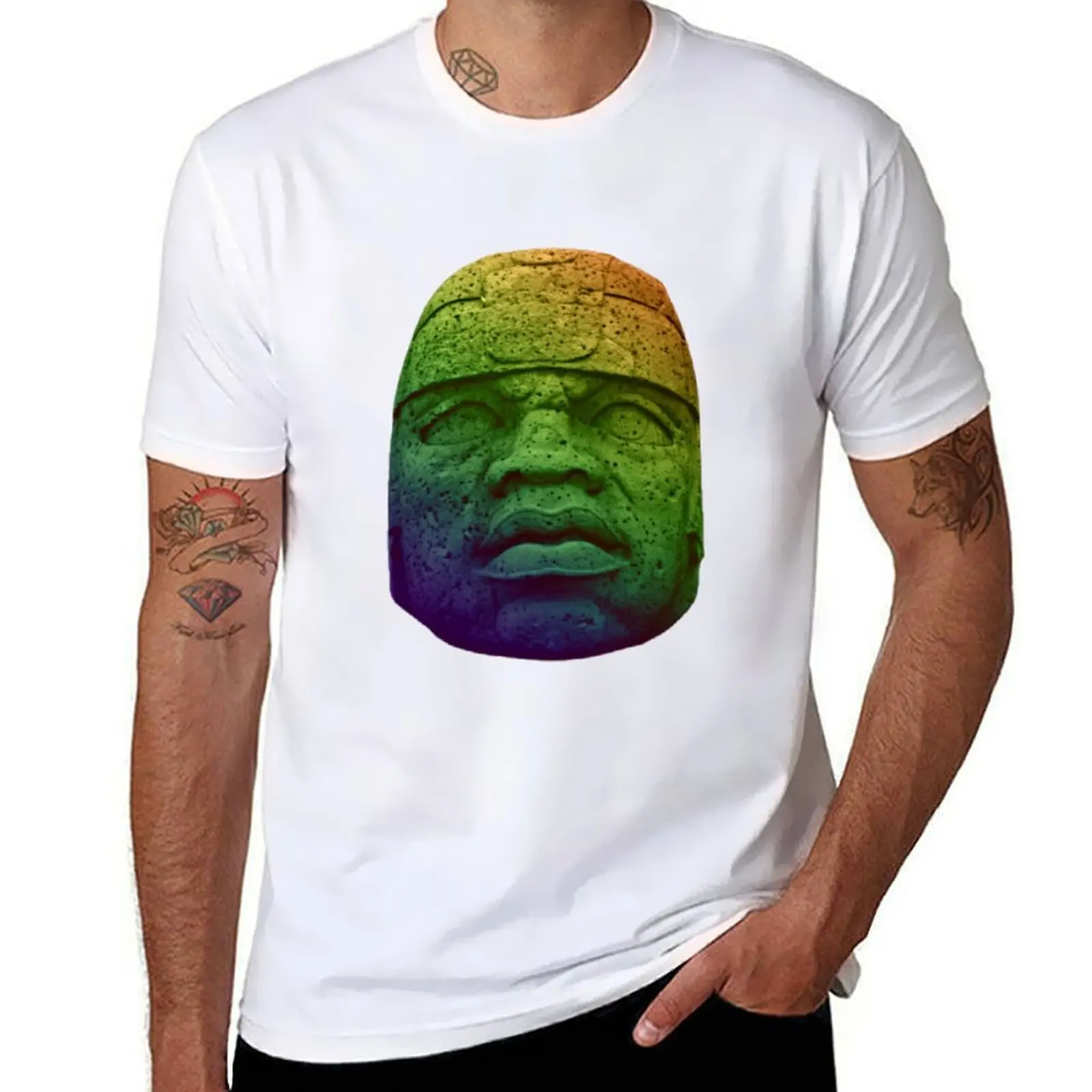 

Olmec Colossal Head Olmec Statue Mexico Olmec Head T-Shirt man t shirts graphic man t shirt heavy cotton T-Shirt