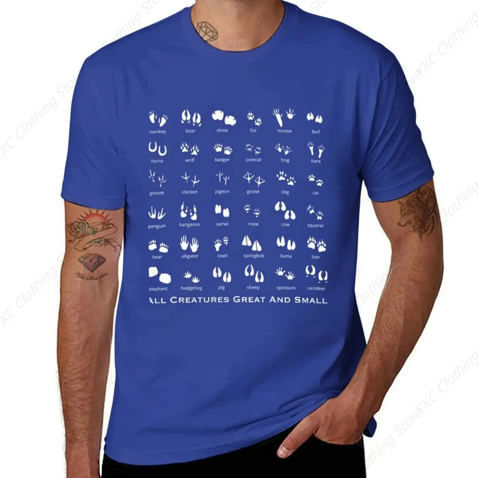 All creatures great and small men's T-shirt- Short Sleeve Crew Neck Soft Fitted Tees S - 6XL Fresh Classic Basic Tshirts