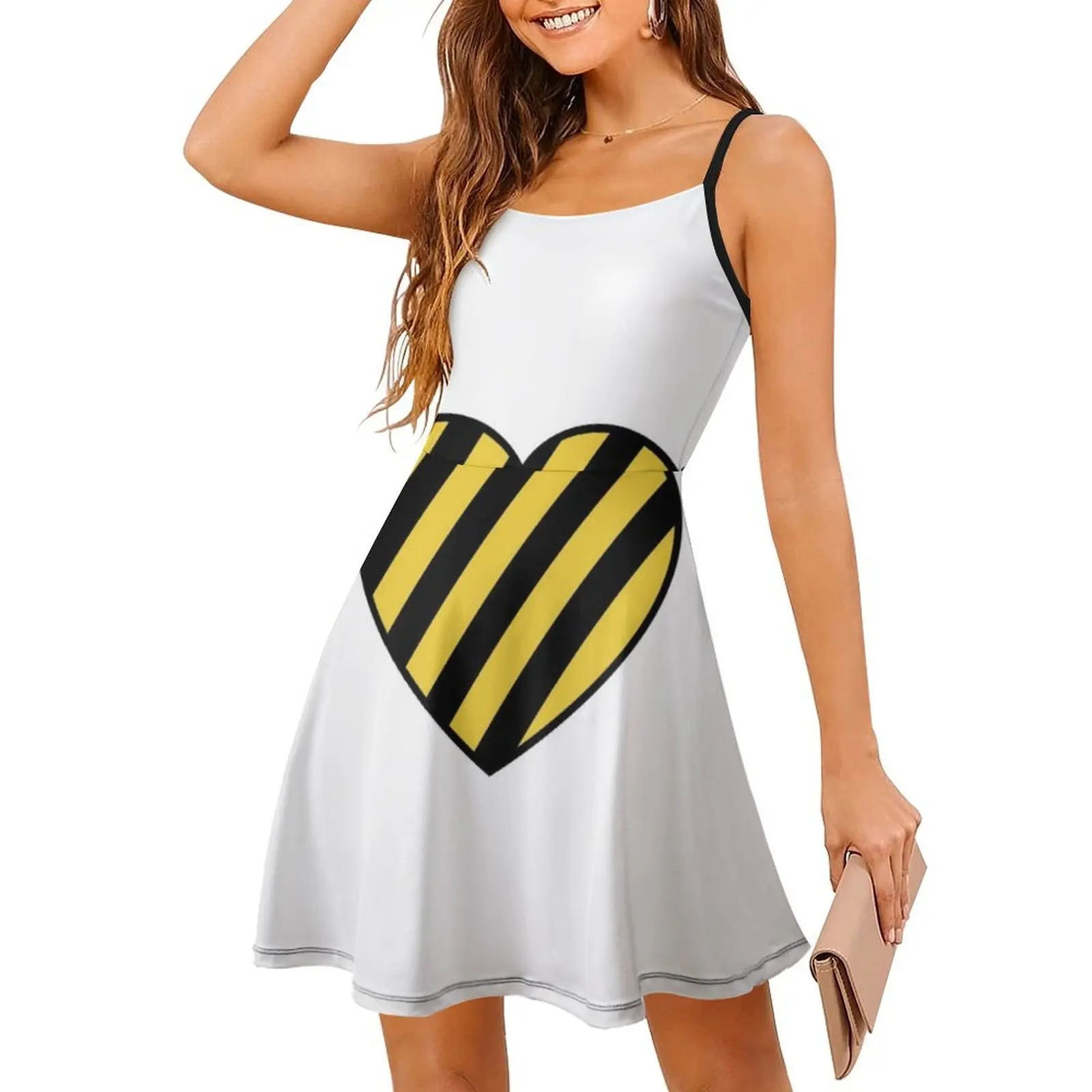 Caution Tape Heart Women's Elegant Party Dress A-Line Dress With Short/Long/Sleeveless Options Caution Caution Tape Caution #3