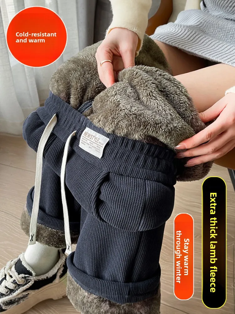 Men's Fleece Lined Wide Leg Pants High Waist Trousers Thick Corduroy Casual Straight Leg Pants Autumn Winter New Style JIFANPAUL