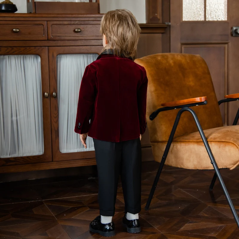 الأطفال ربيع الخريف سليم صالح البدلة مجموعة الصبي البيانو المضيف أداء عيد ميلاد التصوير زي الاطفال السترة السراويل ربطة الزي