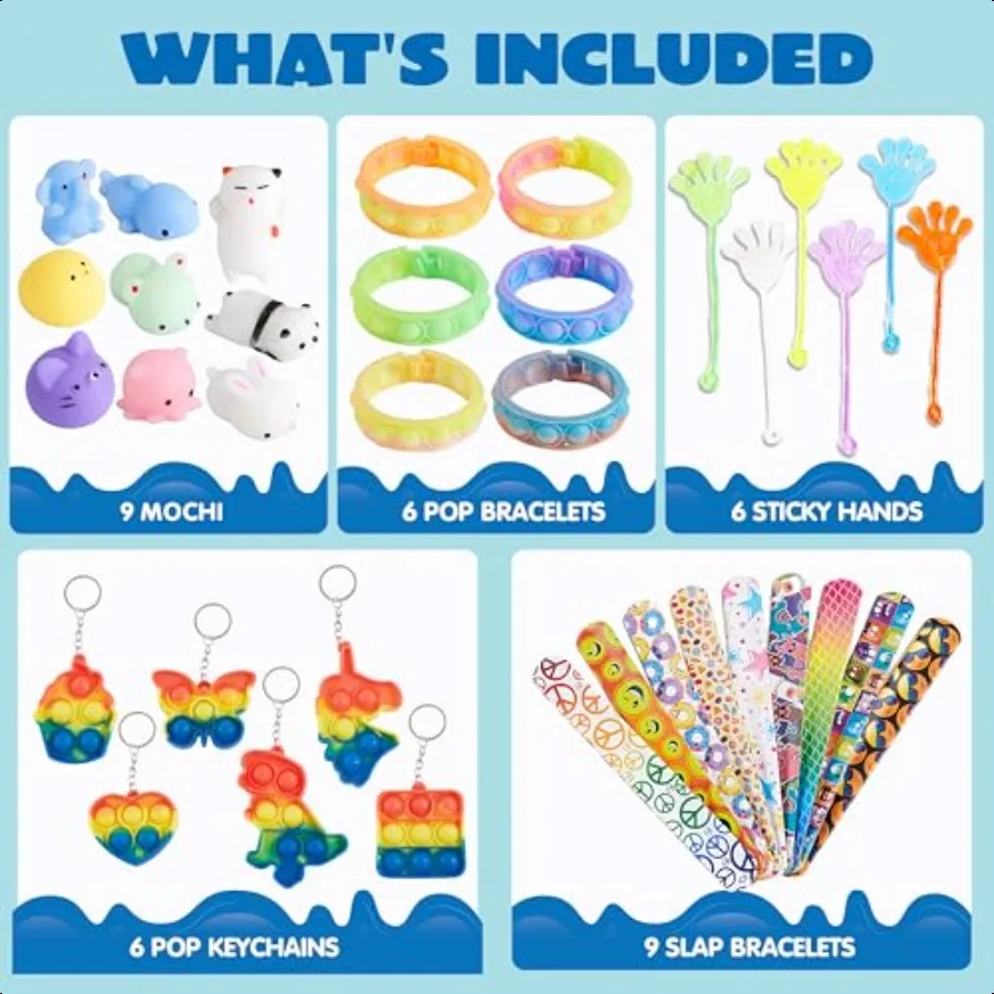 JOYIN 60 Pcs Party Favors for Popular Fidget Toys Pack Goodie Bags Fillers for Birthday Party Prizes in Bulk for School Pinata