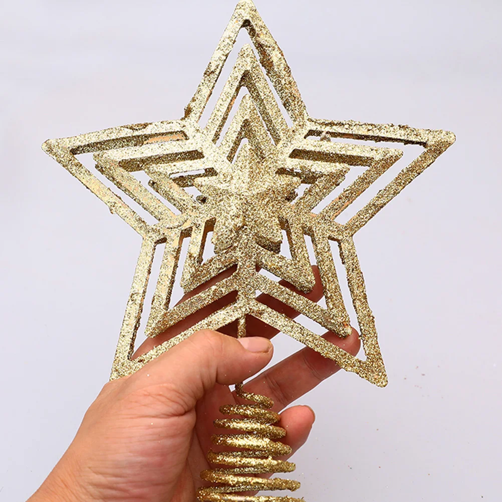 

Five-Pointed Star Christmas Tree Topper Hollow Decor For Holiday Party Xmas Pendant Festival Decoration Supply Treetop Ornament
