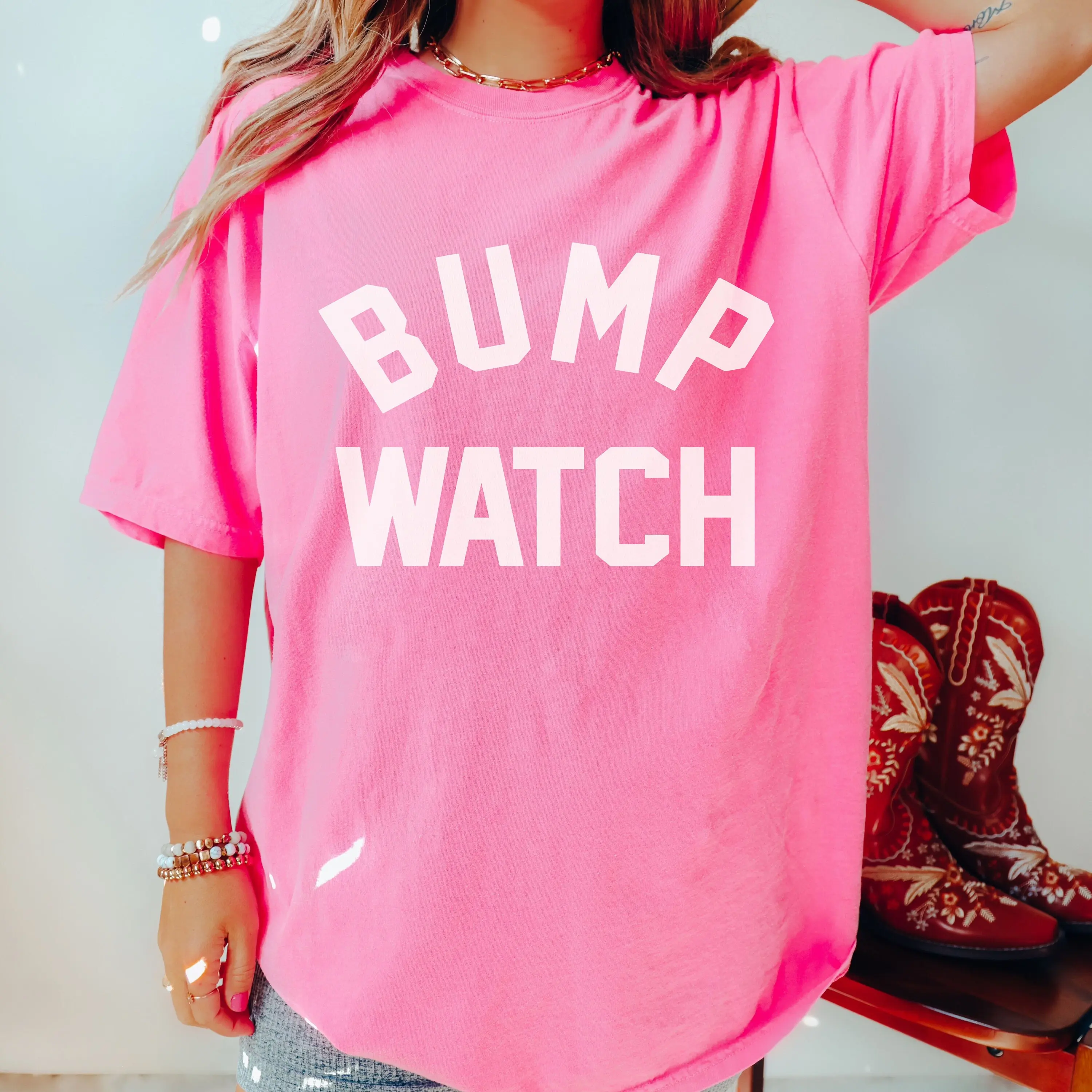 Bump Watch T Shirt Pregnancy Announcement Pregnant For Mom To Be Baby Comfort Colors