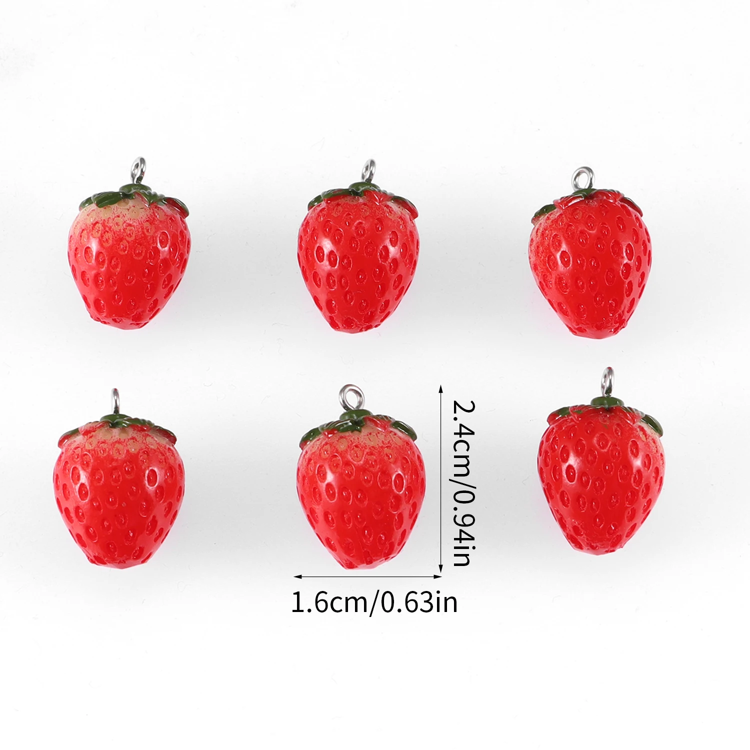 10 stücke Harz Nachahmung Erdbeere Form Charms Für DIY Schlüssel Kette Halskette Anhänger Ornament Schmuck Machen Zubehör – Detail 4