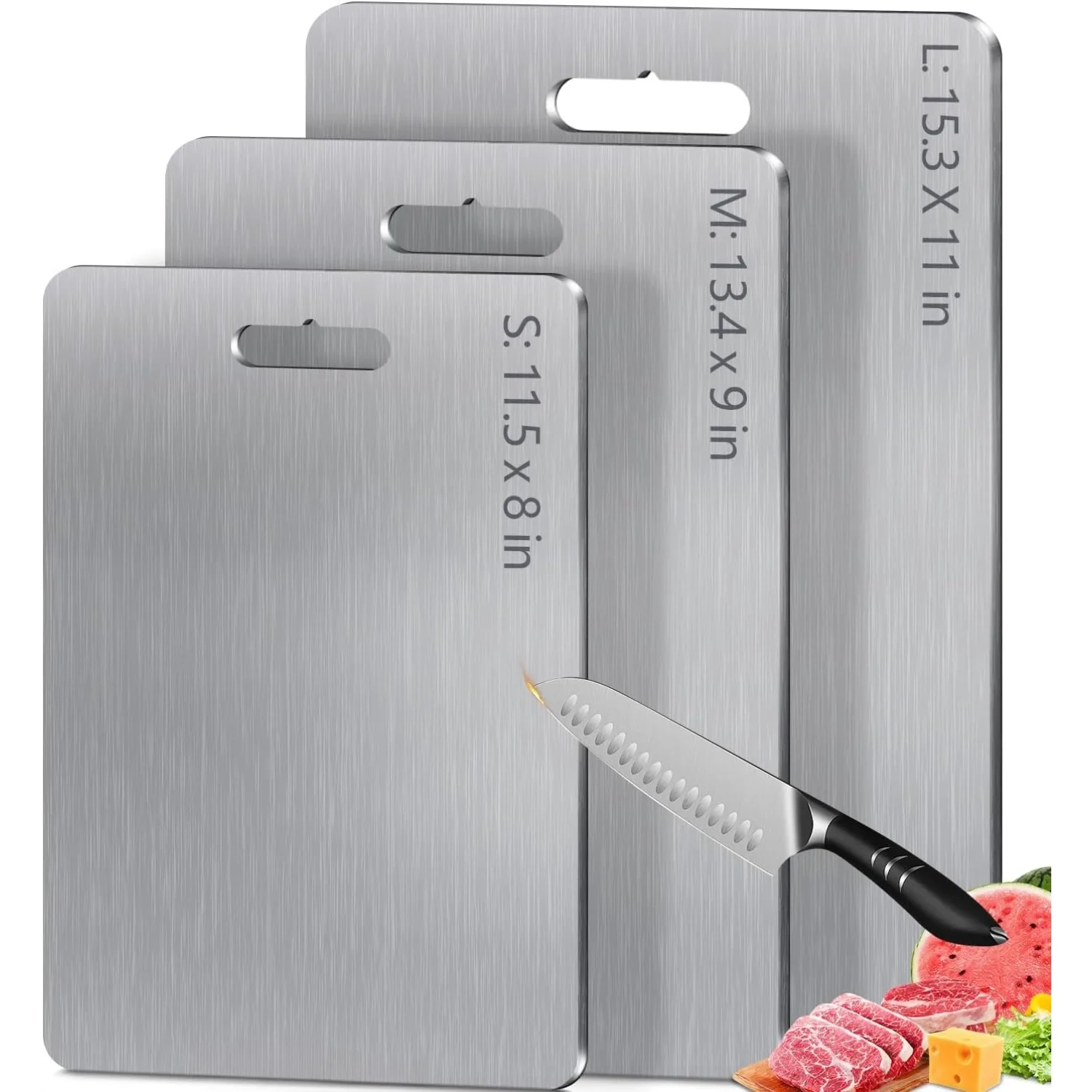 

3 sets of kitchen titanium cutting boards, double-sided cutting boards | easy to clean | outdoor camping cutting boards
