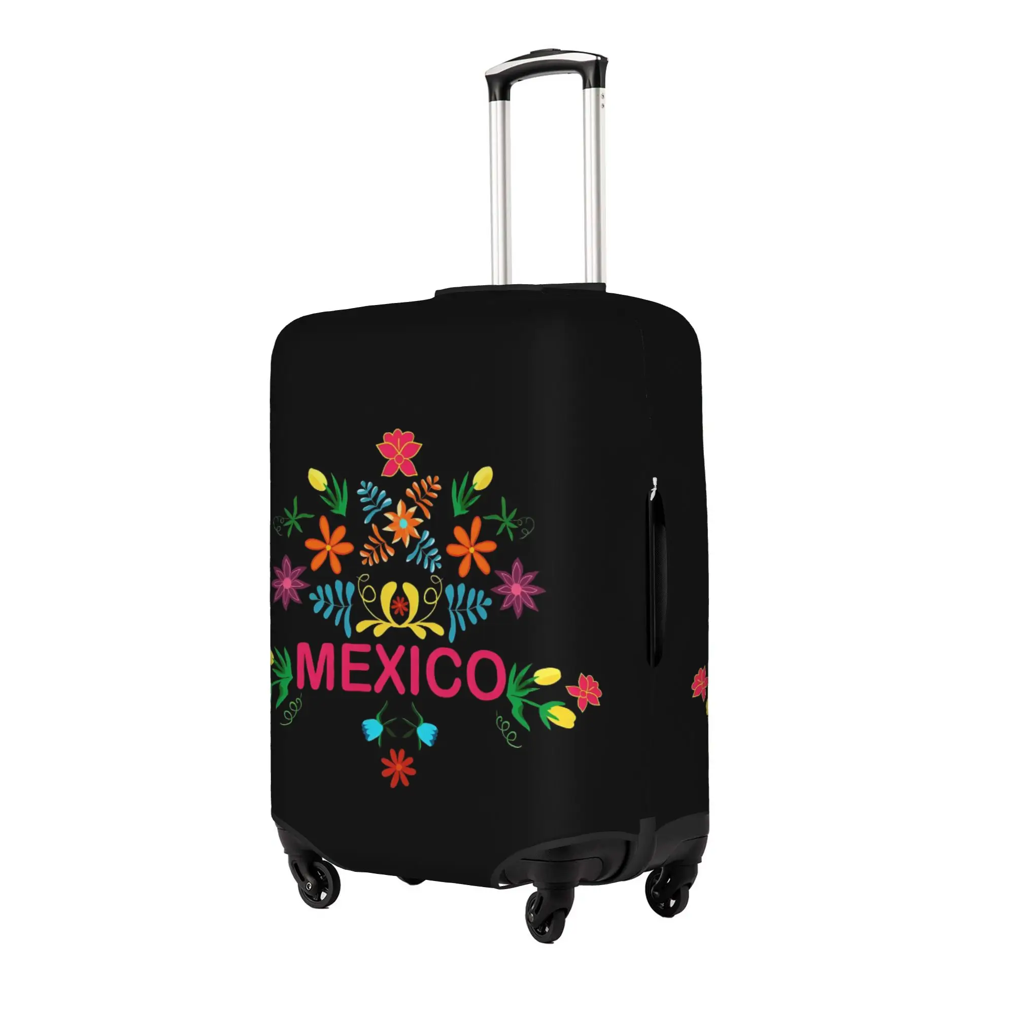 Mexican Folk Flowers Art   Suitcase Cover Elastic  Luggage Covers Protector for 18-32 inch