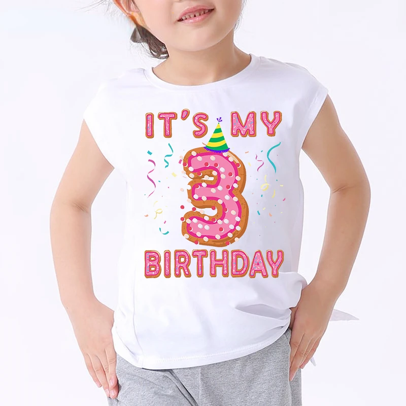 Funny Shirt Children t shirts Number 1 2 3 4 5 6 8 9 happy Birthday Gift Kids Letters Cute tshirts Print Clothes Boys and Girls