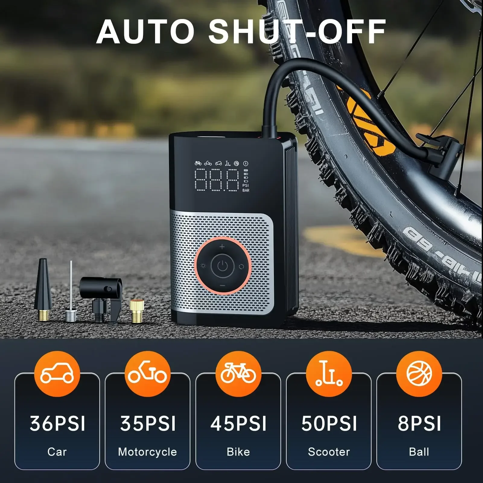 Pompa gonfiabile wireless per compressore d'aria portatile da 120 W Pompa di aria portatile Gonfiatore per pneumatici digitale per palline da bicicletta per auto