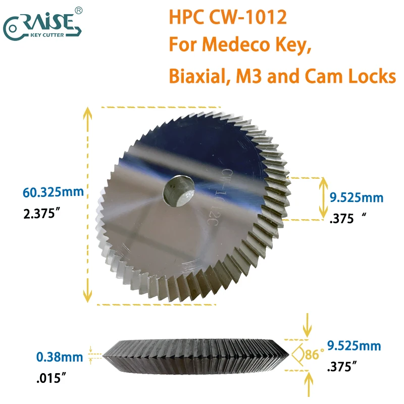 HPC Key Machine Cutter CW-1012 Milling Cutter for Cutting Medeco Key Biaxial M3 Cylinder  Aftermarket