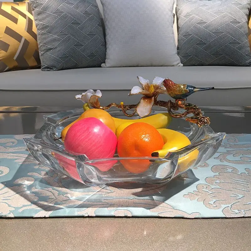 

Crystal fruit plate, living room home creative candy plate enamel modern light luxury ornament
