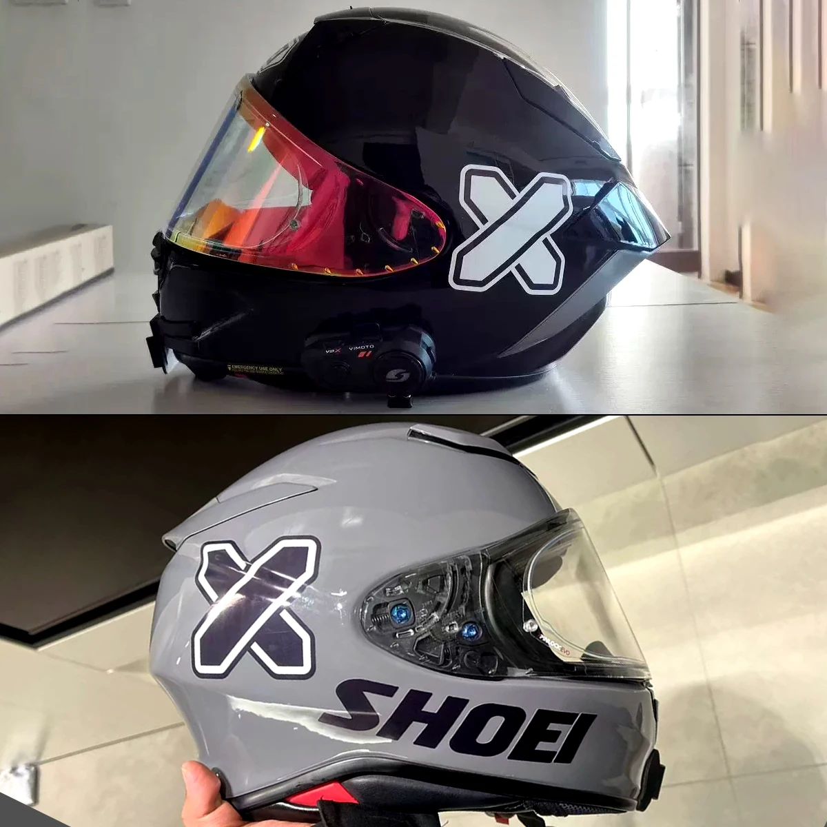 4PC Für SHOEI Logo Reflektierende Vinyl Motorrad Helm Aufkleber für X Spirit III X Fourteen Neotec II Custom Aufkleber – Detail 7
