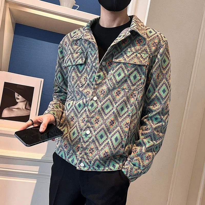 

Retro Pocket Lapel Denim Jackets Man High Quality Menswear Japanese Aesthetic Korea Trendy Cowgirl Casual Cowboy Coat for Men