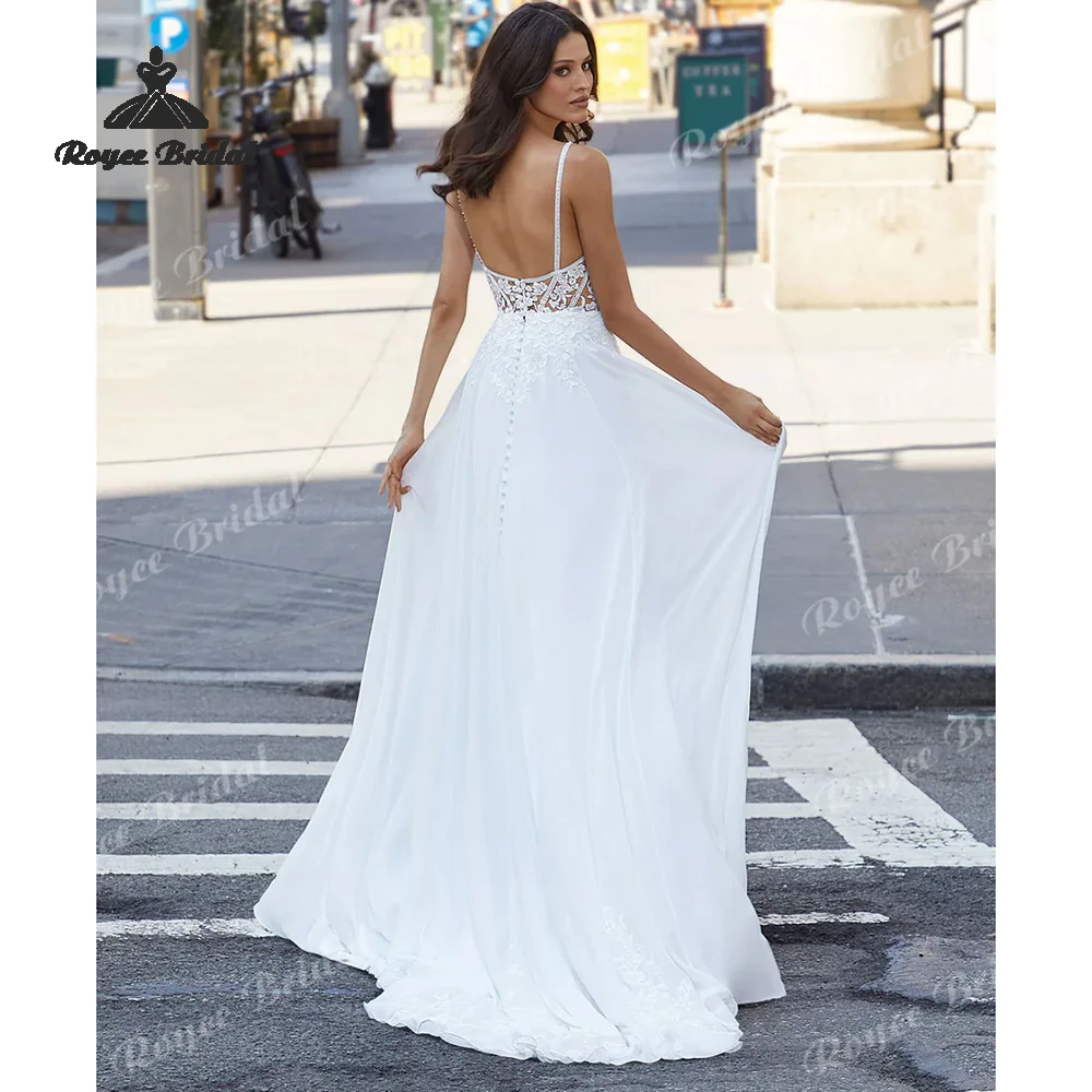Simple Deep V Neck A Line Wedding Dresses 2026 Backless Plus Size Beach Bridal Gown Customized vestido de novia