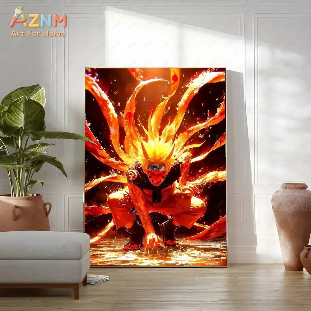 AZNM Naruto Anime Canvas Poster Uzumaki Naruto Uchiha Sasuke Jiraiya Wall Art Print Home Bedroom Aesthetic Decor Painting Gift