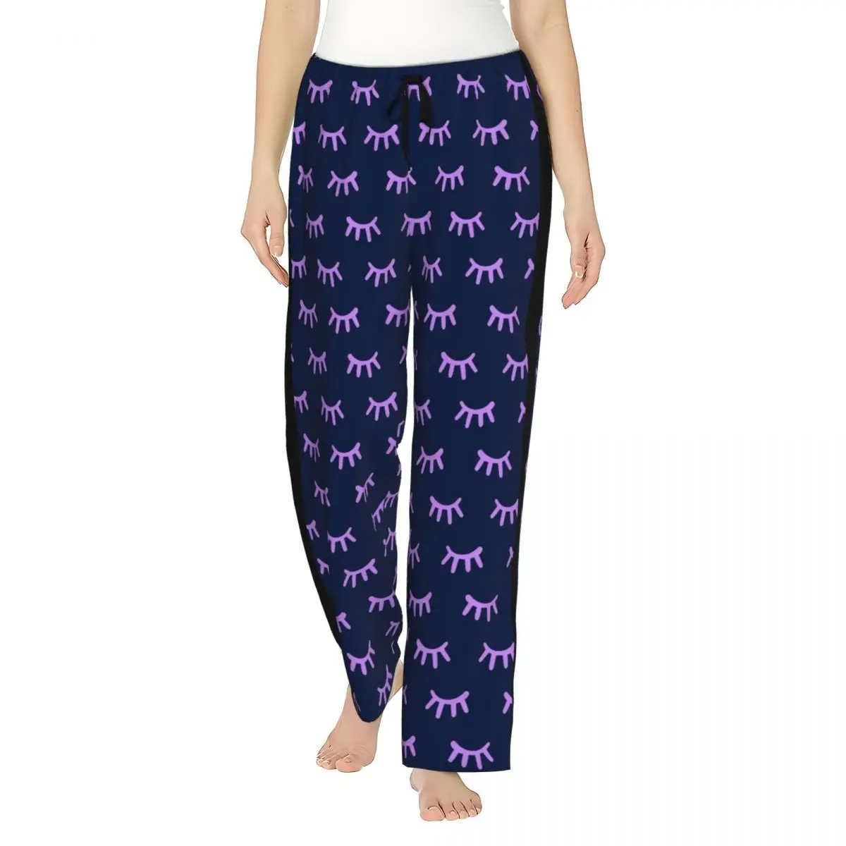 Eyelash Closed Eyes Pattern Women's Lounge Pants with Pockets Pyjama Pants Dorm Pj Bottoms