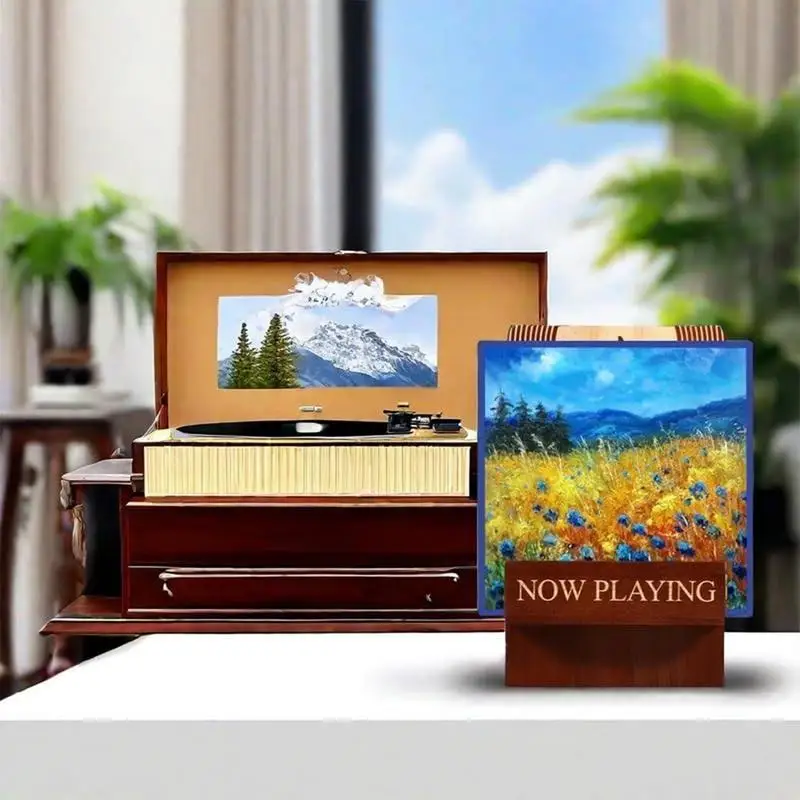 Platenopslag Houten platendisplayplank voor albums Boekalbum Displayplank Retro Desktop Bestandsorteerder Organizer voor boekwinkel