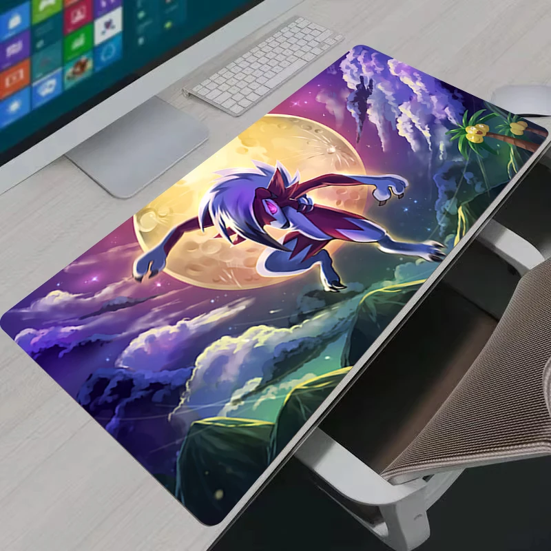 Computer Mouse Pad Gaming P-pokemon Lycanroc MousePad Stitch Edge XXL Large Gamer Keyboard Pad PC Accessories Rubber Desk Mat