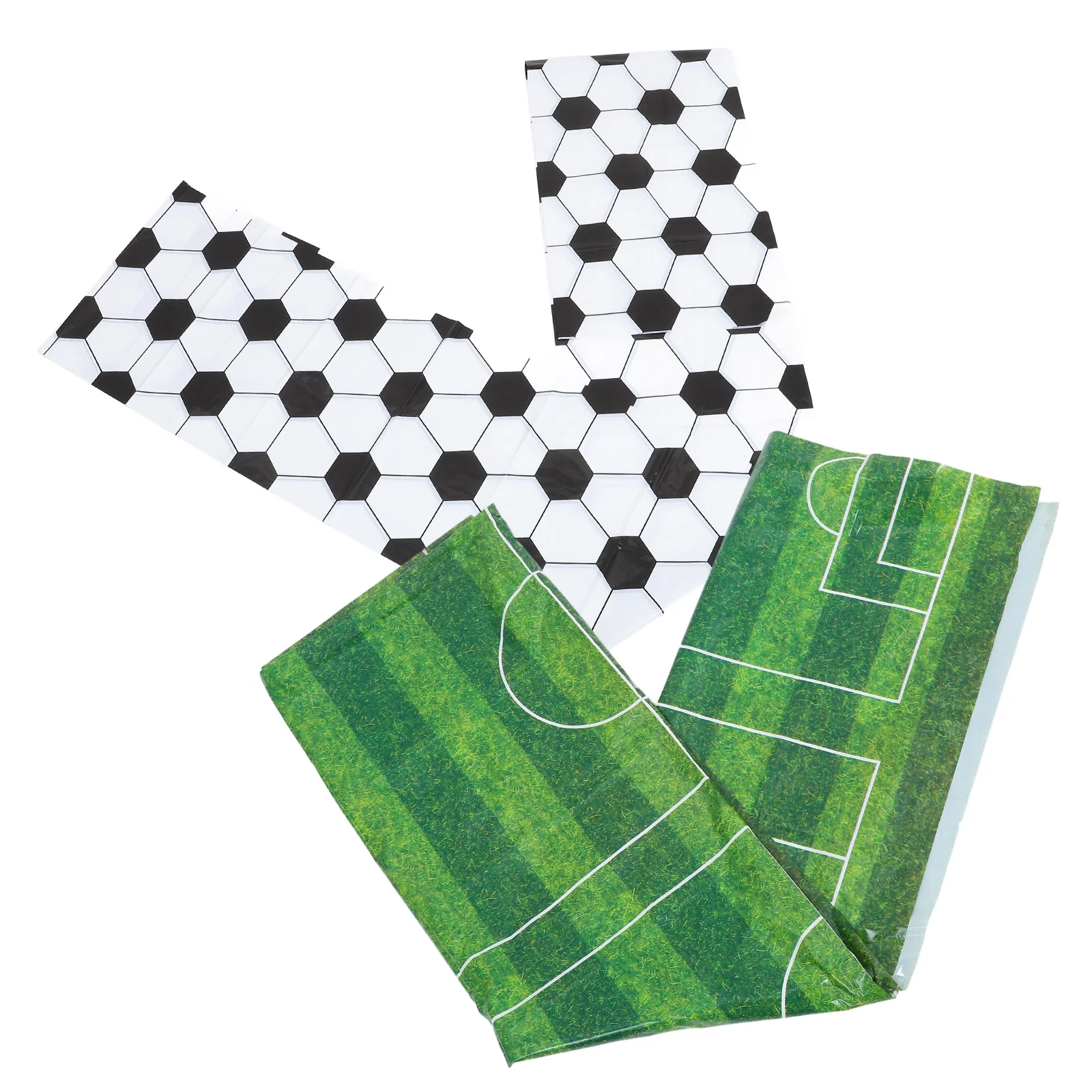 

2pcs Pe Tablecloth Rectangle Sports Theme Runner Football Party Decoration Long Cover Reusable Picnic Birthday Event Layout