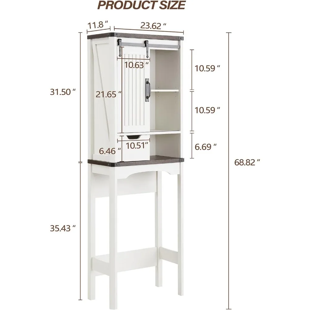 Toilet Lockers, Farmhouse Lockers with Adjustable Shelves and Sliding Barn Doors, Freestanding