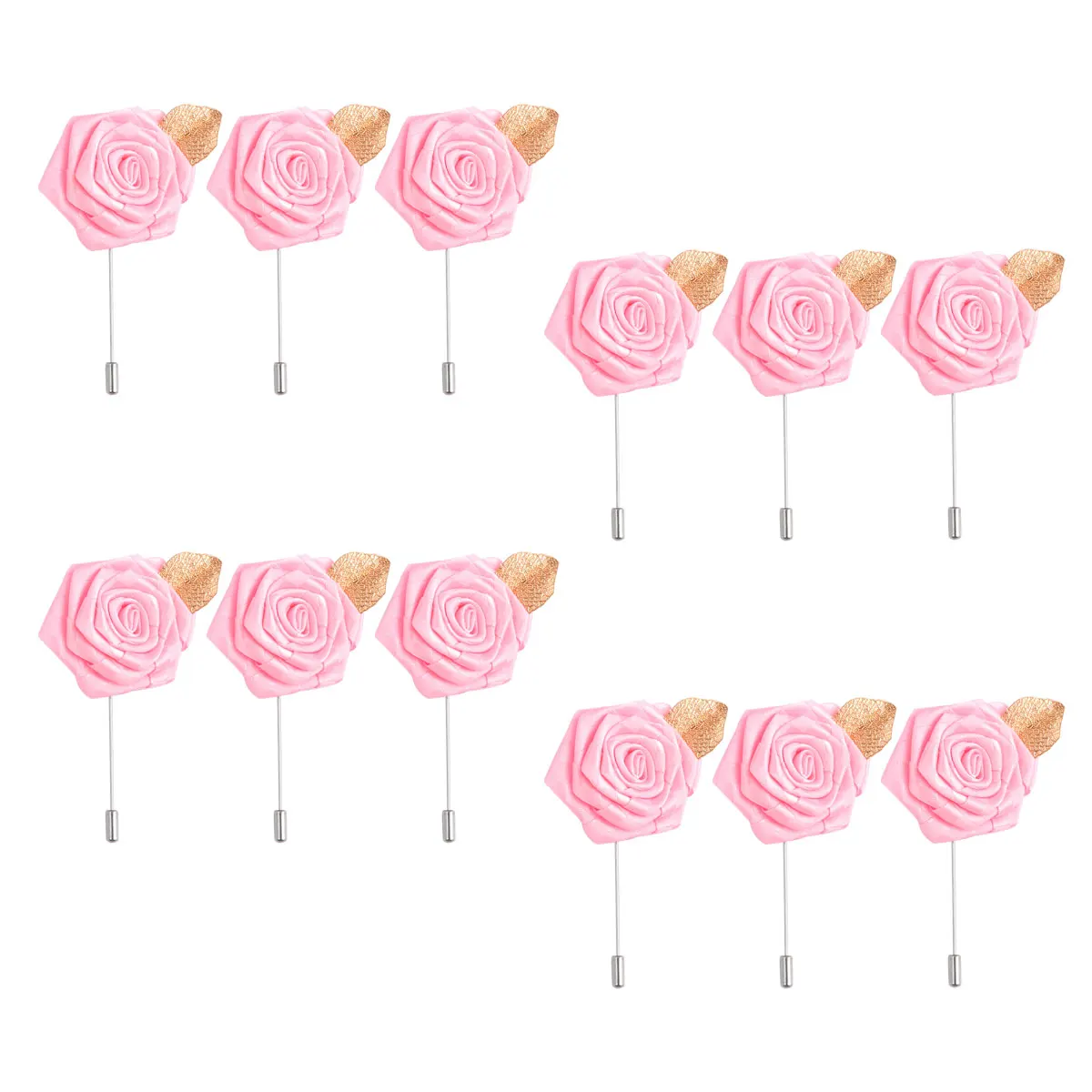 

12pcs Fabric Rose Flower Brooch Suit Breastpin Collar Pin For Women Elegant Clothes Decor Wedding Party Prom Red