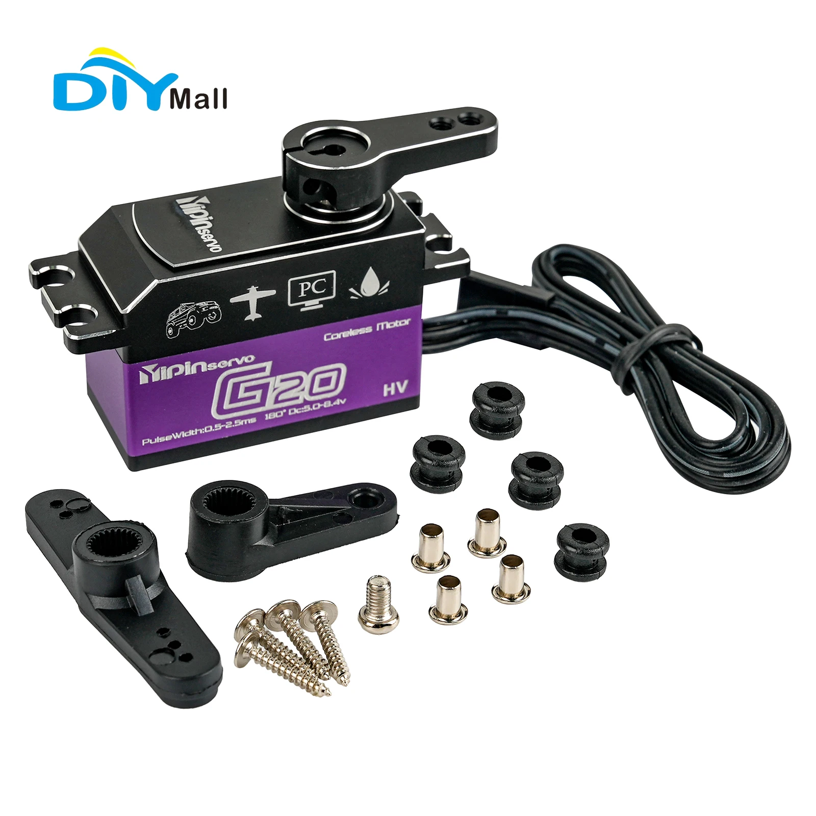 High Torque Digital Servo 20KG - 7.4V Coreless Motor for RC Cars Robots Aircraft with Continuous Rotation