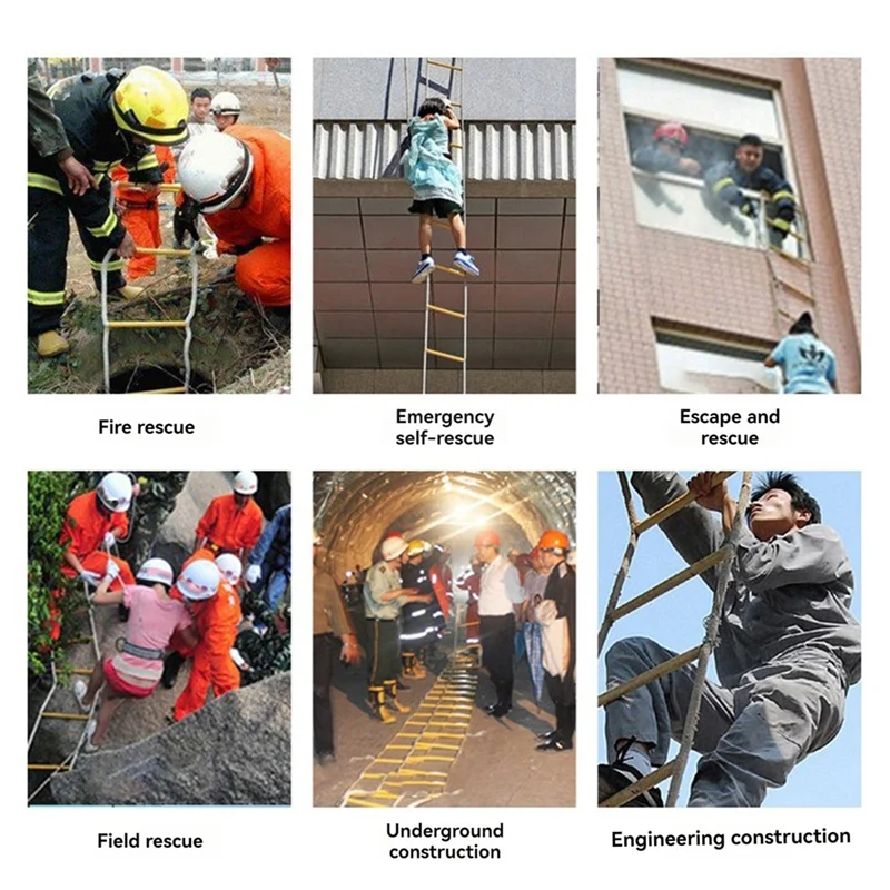 Scala in corda, scala antincendio di emergenza, scala in corda di sicurezza ignifuga, distribuzione rapida, scala di fuga a scala, 3M