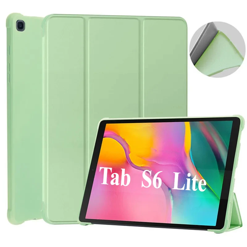 

Для Samsung Galaxy Tab S6 lite 10,4 дюйма P610 P615 PU тройной складной чехол-подставка Funda для S6 lite P620 P625 2024 Tablet Smart Cover