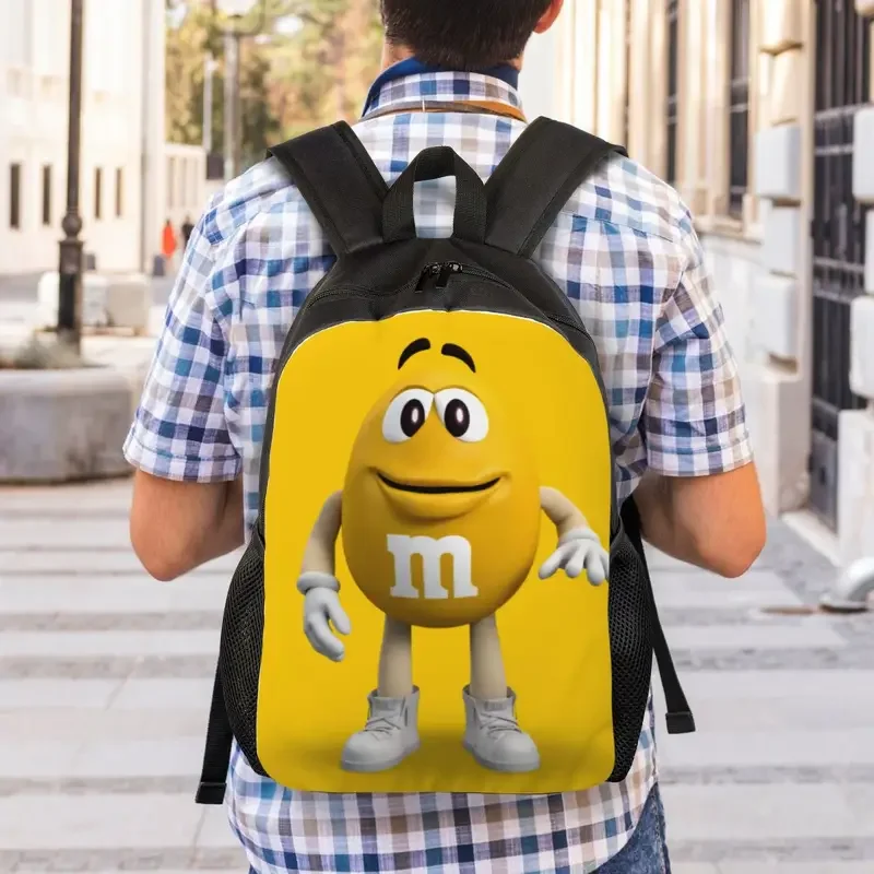 M & M's Chocolate Candy mochila de viaje para hombres y mujeres, bolsa de libros para computadora escolar, bolsas de día para estudiantes universitarios de dibujos animados