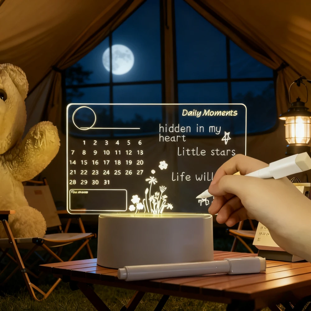 Tablero de notas LED creativo, luz nocturna, tablero de mensajes regrabable USB, luz suave y cálida para niños, decoración de novia, lámpara de noche