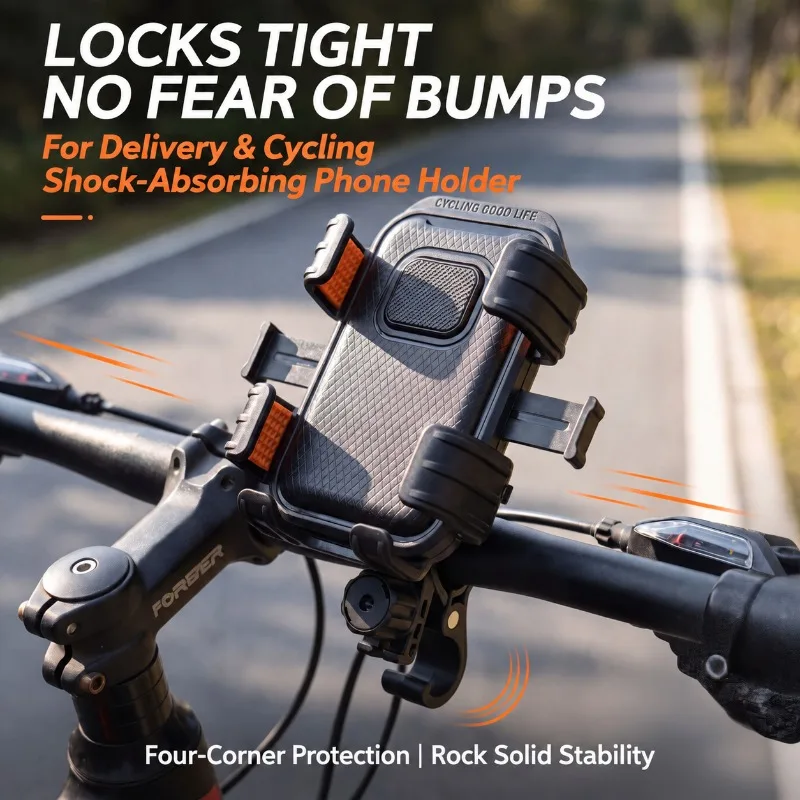 Bicycle Phone Mount for Delivery Riders, 6-Claw Fixed Navigation Holder, Shockproof Durable Anti-Shake Bike Phone Holder