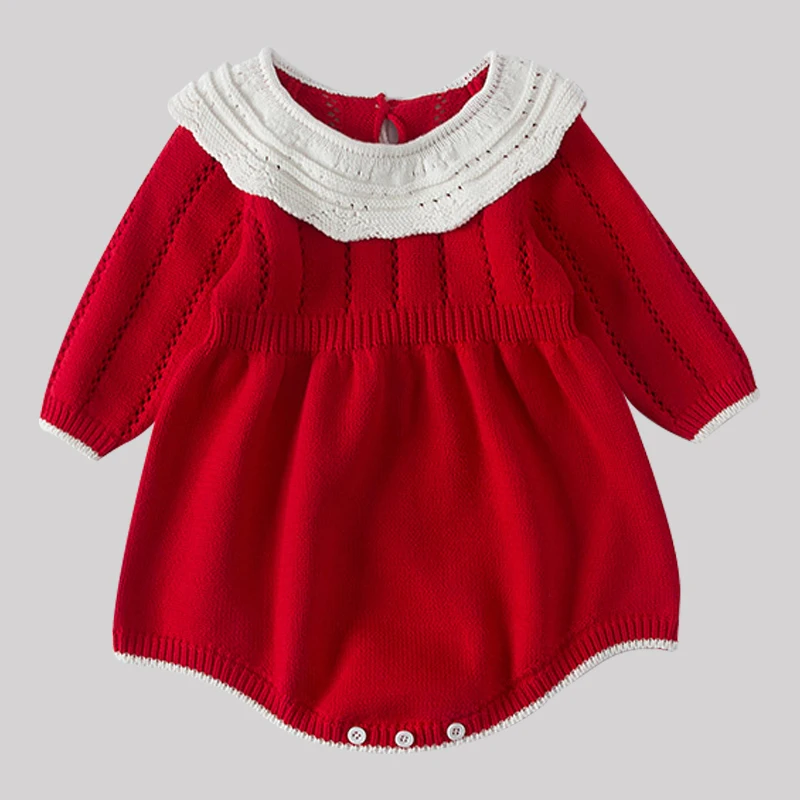 2026 ربيع جديد 0-3Y الوليد الطفل بنات متماسكة ارتداءها عيد الميلاد طويلة الأكمام متماسكة الربط الرضع طفل الفتيات محبوك بذلة #6