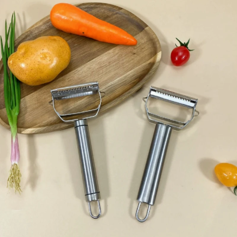 1/2pcs Kitchen stainless steel double headed planer, multifunctional peeler, 2-in-1 fruit peeler, potato peeler