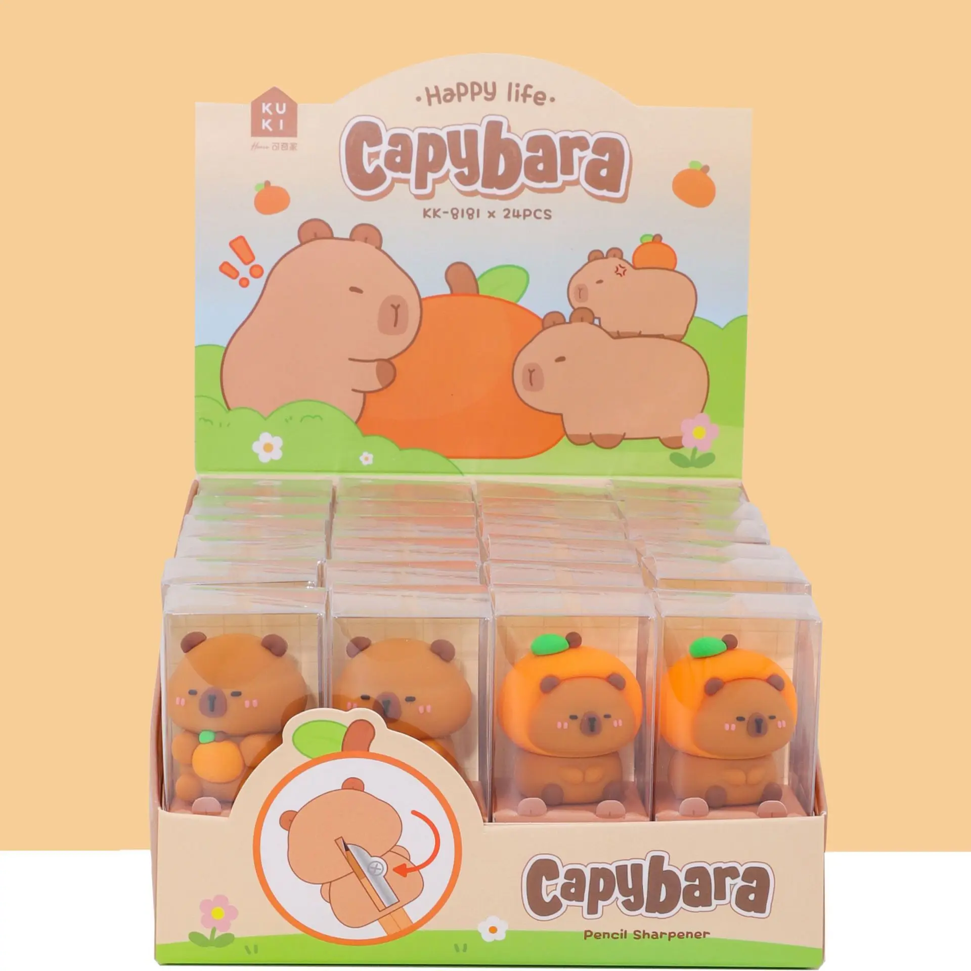 12pcs/ Kawaii Capybara Pencil Sharpener Cute Hand Mechanical Cutter Knife Stationery Gift School Supplies