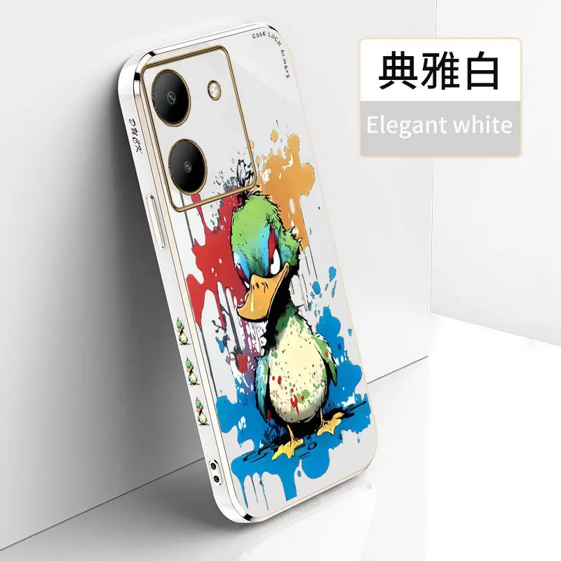 Smart7 Doodle Duck Plating Phone Case For Infinix Smart 6HD 6 4 4C Zero XNeo XPro X 20 Hot 20 12 11 10 9 Cover