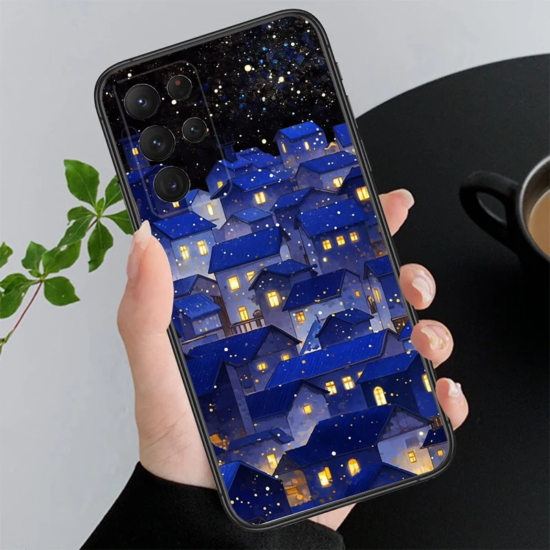 

Phone Case For Samsung A55 A16 A56 A36 A35 A15 A53 A54 A33 A34 A25 A05S A52 A52S A14 A26 A71 House Night Light Moon Scenery