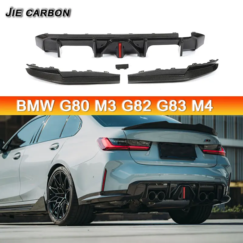 For BMW G80 M3 G82 G83 M4 Dry Carbon Fiber Rear Diffuser  Rear Bumper Lip Chin Splitter Spoiler Body Kit