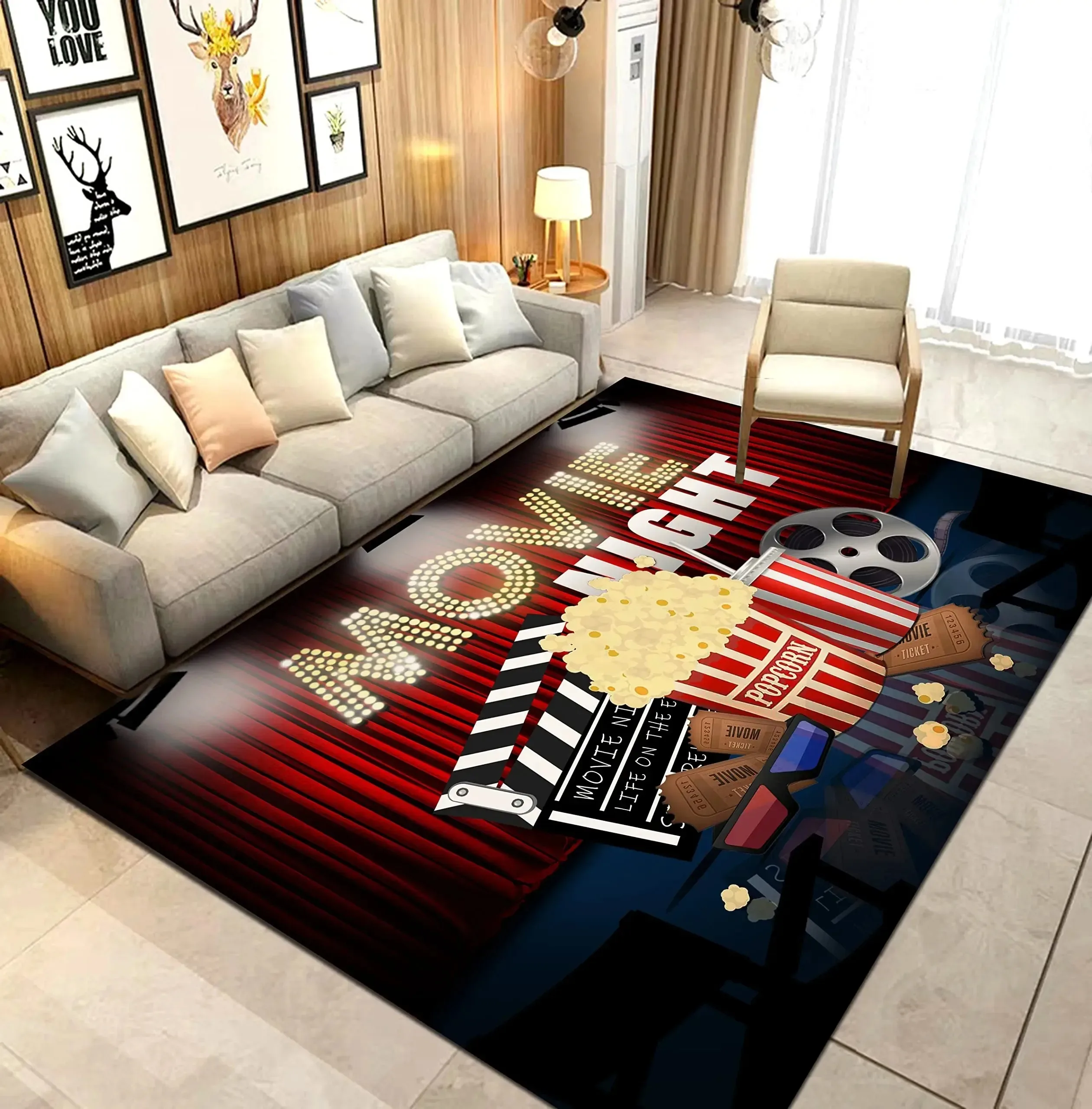 Home Cinema Interiors - Retro sinema ev sineması alanı halı