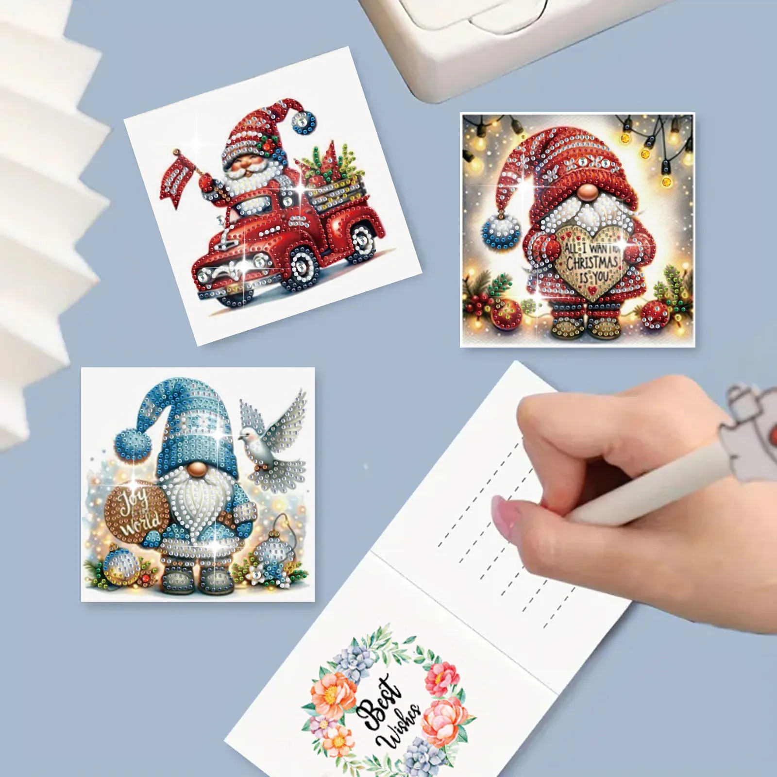 6-piece DIY diamond painting set Christmas lame theme greeting card, blessings and wishes, unique design