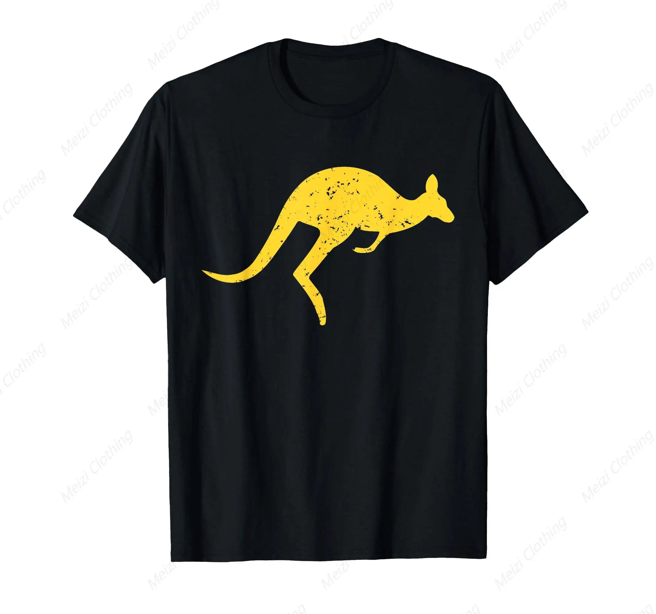 Retro Kangaroo Australian Men's Shirt Cotton Casual Men's and Women's T-shirt Fashion Short Sleeve