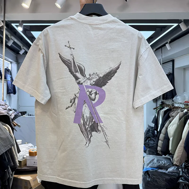 

Футболка с буквенным принтом REP Angel R для мужчин и женщин, футболка большого размера, футболки