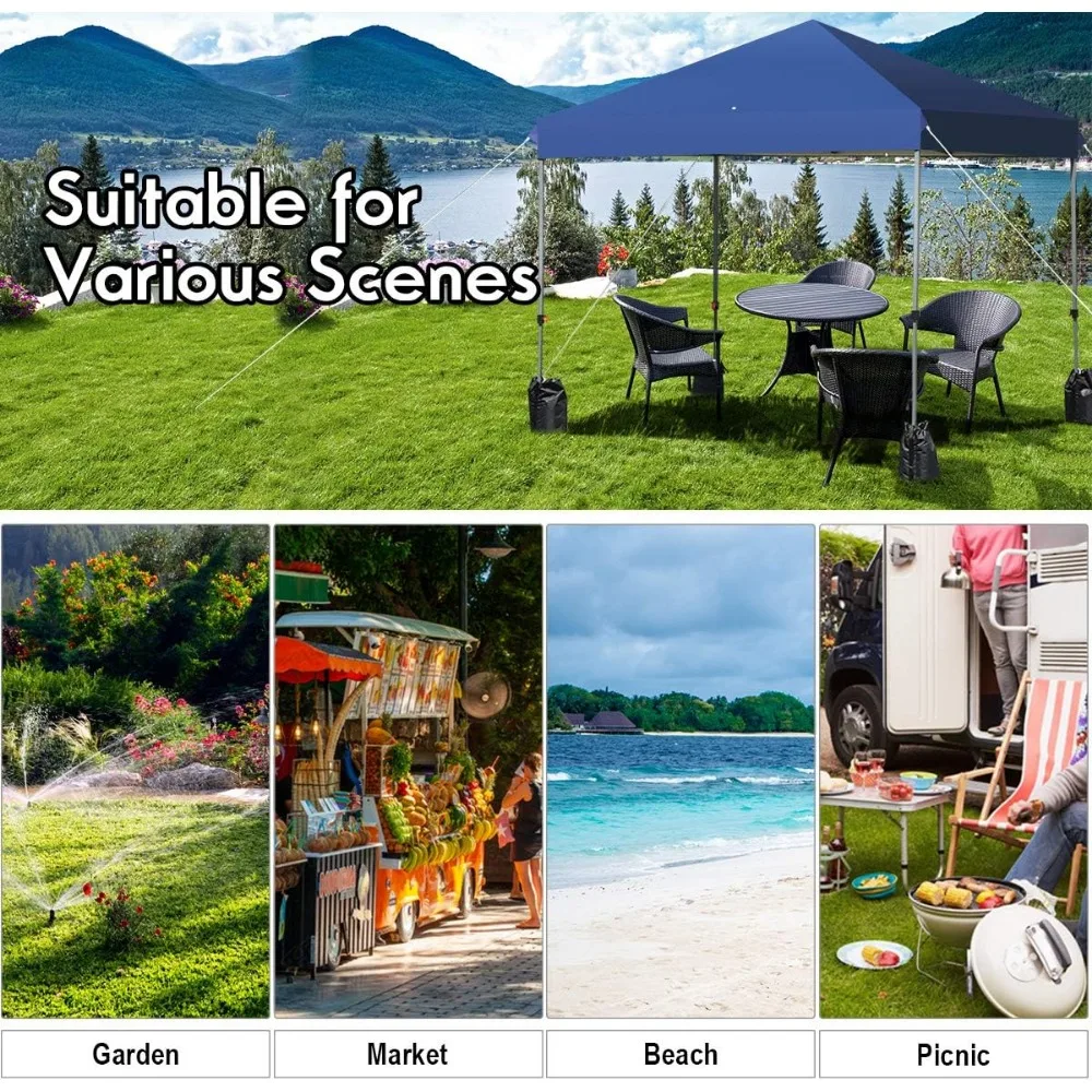 خيمة بمظلة منبثقة فورية مقاس 8 × 8 أقدام مع حقيبة بعجلات وأكياس رمل وأوتاد وحبال للمأوى الخارجي