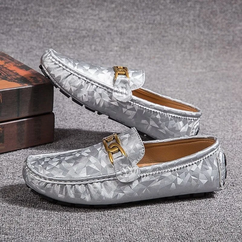 زخرفة المعادن الانزلاق على رجل حذاء كاجوال مصمم رجل أحذية خفيفة بدون كعب أحذية الزفاف القيادة الرجال الفاخرة تنيس masculino عادية #3