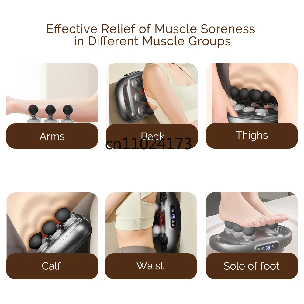 Pistola per fascia a 12 teste Pistola per massaggio corpo con vibrazione ad alta frequenza Massaggiatore per la schiena Massaggiatore per la vita Collo Spalla Coscia Fascia masajeador